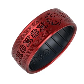 Enso Rings Game of Thrones Silicone Rings - House Targaryen - Ruby/Black Pearl - Size 11