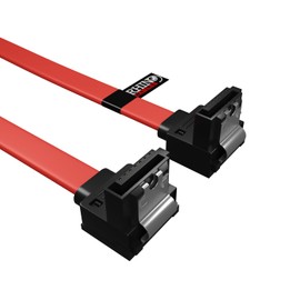 rhinocables SATA II Cables Serial ATA Hard Drive Data LOCKING Lead Right Angled or Straight Head - 45cm / 90cm Lengths (45cm, Right Angled to Right Angled)