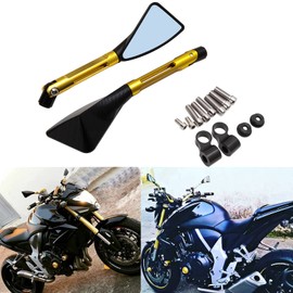 JMTBNO Universal M8 M10 Motorcycle Rear View Mirrors Handle bar End Side Mirror Compatible with Honda Scooter Suzuki Yamaha, Kawasaki Victory(Gold)