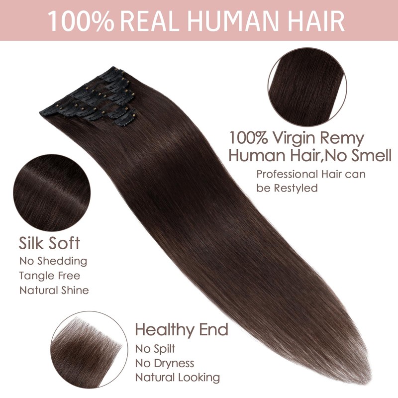 Silk-co 8 PCS Hair Extensions Clip in Hair Extension #02