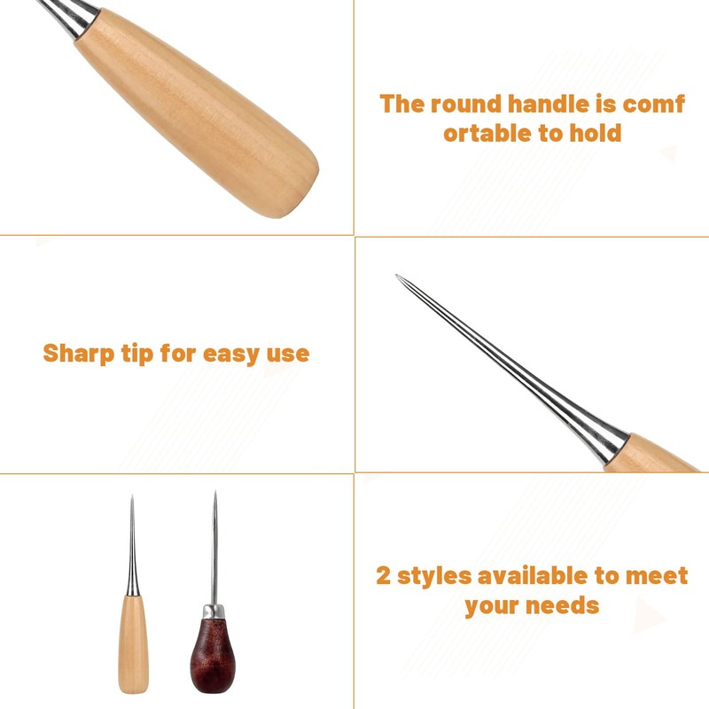 Bradawl, 4 Pcs Bradawl Tool, Gourd Shape Awl Tool,Brown Beige