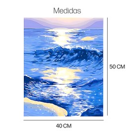 Noguez. Kit de Pintura con Números, Lienzo y Pinturas al Óleo para Pintar por Números, Kit para Pintar Paisaje Colorido sin Marco, Arte de Pared Pintado a Mano. (Olas del Mar)