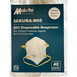 Makrite Sekura-N95 Disposable Respirator Face Mask - 40 Pack