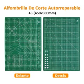 AZYAADIXX Tapete de Corte A3 con Cuchillo Regla, 45x30 cm Alfombrilla Corte Autorregenerable, PVC Tabla de Corte 2 Cara Base de Corte Mat para Cortar 