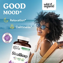 Wild & Organic Skullcap Herb Capsules - 180 Count - Mood & Relaxation Supplement