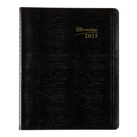 Brownline® 2025 Essential Monthly Planner, 14 Months, December 2024 to January 2026, Twin-Wire Binding, 8.875" x 7.125", Black (CB1200.BLK-25)