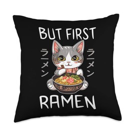 Cool Ramen Otaku Kawaii Manga Anime Merch Kawaii Neko Ramen Lover Japanese Noodle Anime Throw Pillow, 18x18, Multicolor