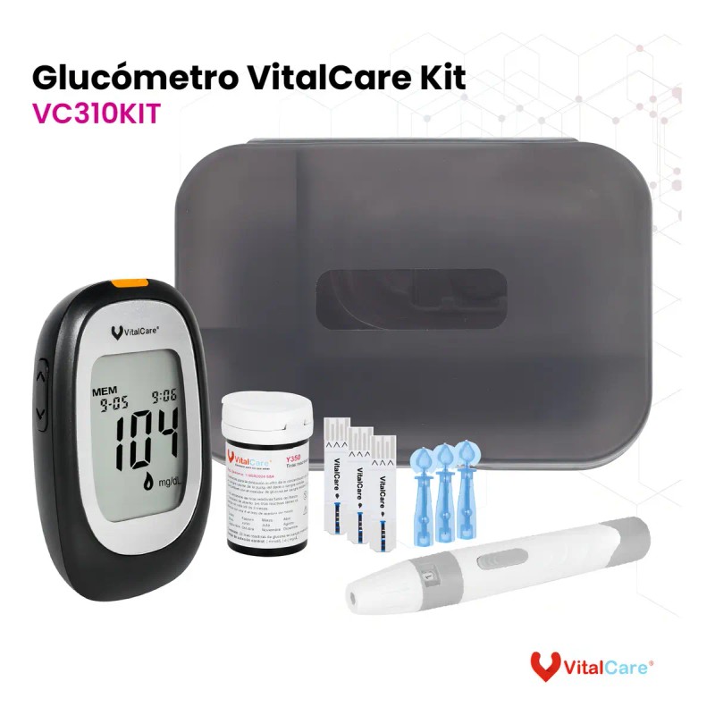 Glucómetro 310 con 50 tiras + 100 lancetas – Negro