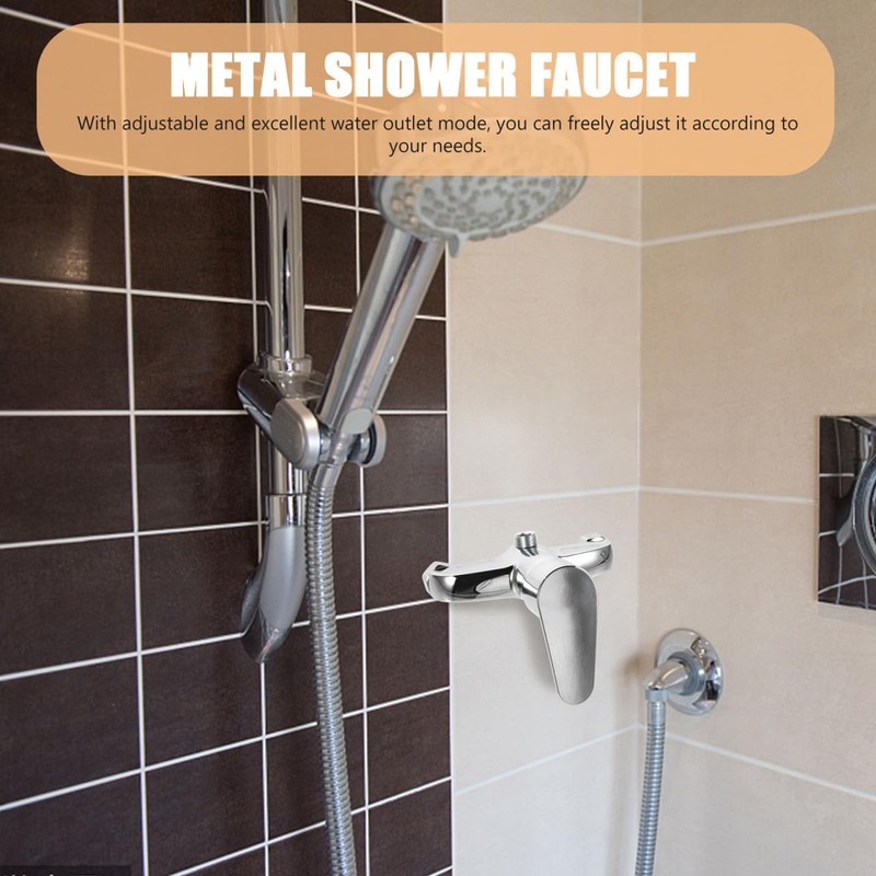 Healeved 3370106LNI Silver Wall Mount Bathtub Shower Faucet with 2