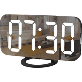 an an Loud Alarm Clock for Adults, Multi-Functional Design, Heavy Sleepers Bedroom Clock, Best Digital Alarm Clock, Mirror Surface, Quiet Operation, Adjustable Brightness, Dual USB Ports
