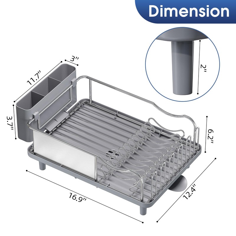 Urackify Stainless Steel Dish Drying Rack - Large Capcity 304