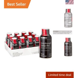Berry Flavor Solimo Energy Shots - 2 oz Bottles, Pack of 12 for Daily Energy