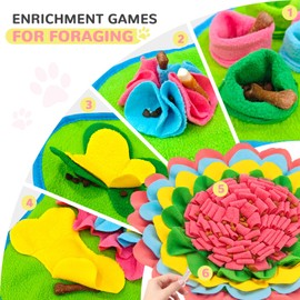 UETZLTB Snuffle Mat for Dogs, Interactive Dog Enrichment Puzzle Toys to Keep Busy, Cognitive Puppy Sniff Mat for Slow Feeding, Foraging Skill & Mental Stimulation for Small Medium Dogs Cats, 19"*19"