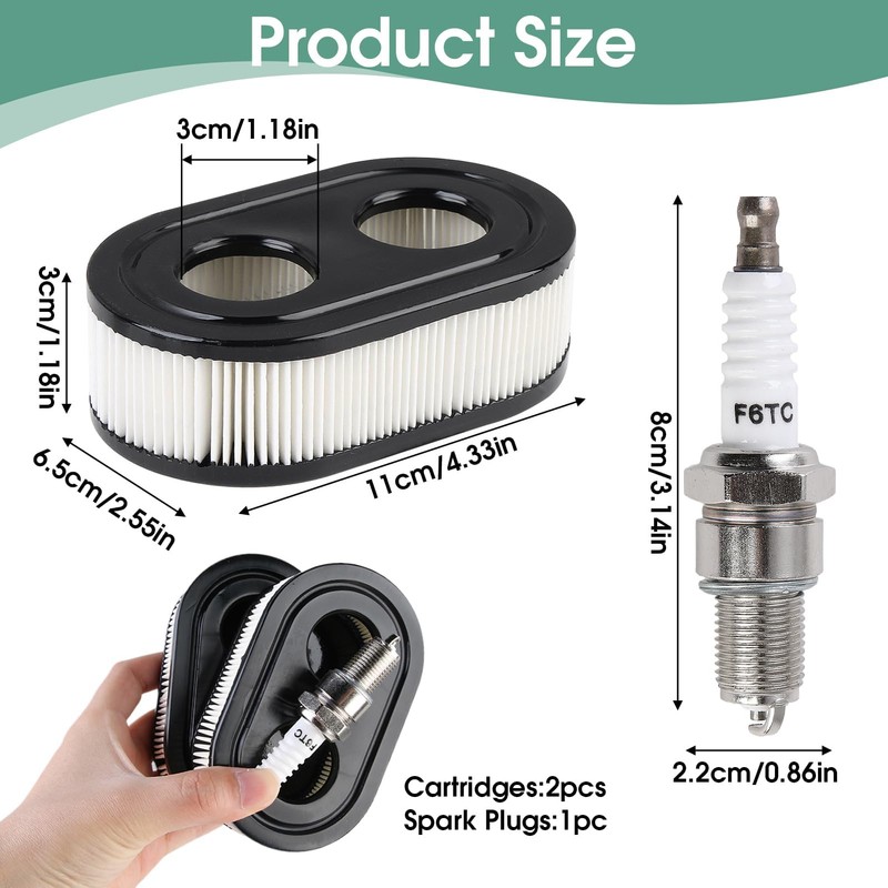 Lawn Mower Air Filter with Spark Plug, Air Filter Lawn