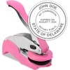 MaxMark Notary Seal Round Pink Embosser for Delaware State -