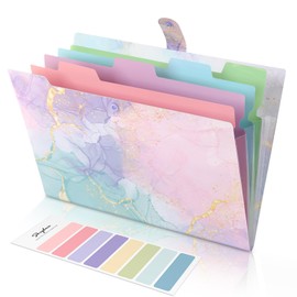 SKYDUE Document Organiser, Folders for Paperwork A4,Accordion Folder with 5 Pockets, Document Folder for Home Office Businesse(Marble Pink)