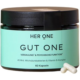 HER ONE GUT ONE Culture Complex & Vitamins B6 + B12 | 45 Billion Lactic Acid Bacteria + Inulin, Calcium | 60 Vegan Capsules | For Skin, Energy & Wellbeing | Laboratory Tested & Gastric Juice Resistant