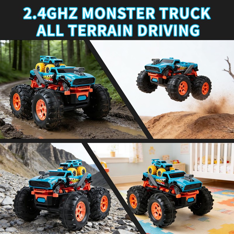 2 in 1 Transform RC Monster Truck with Mini Car