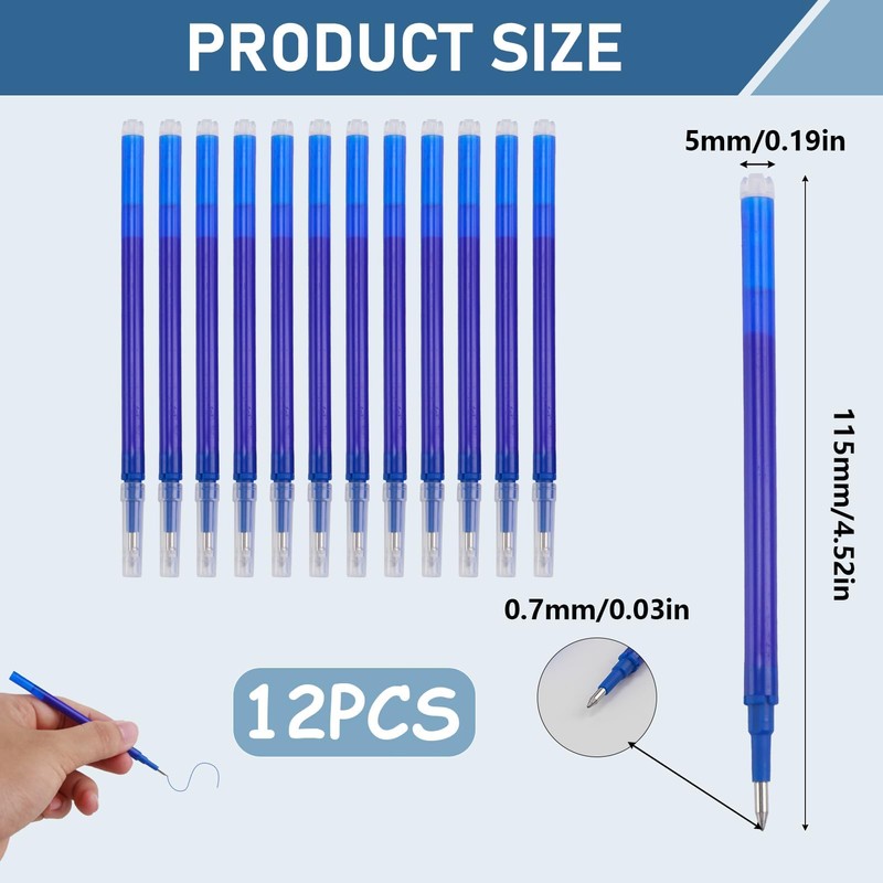 Premium Erasable Pen Refill Bundle, Pack of 12 Black Gel