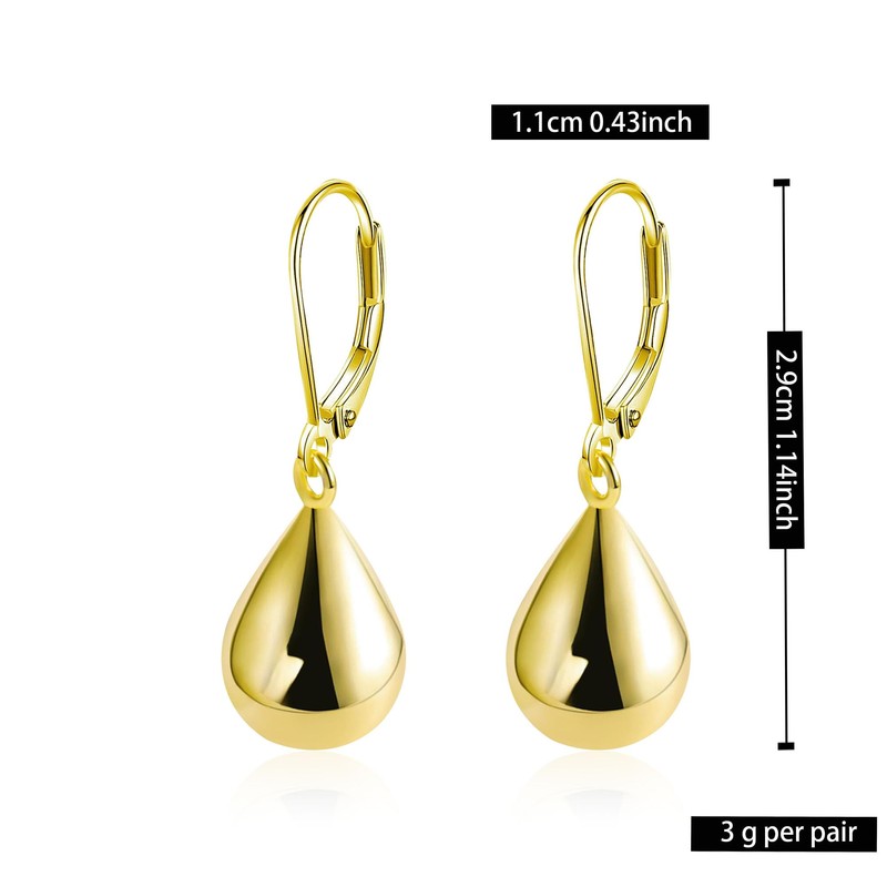 Peasimy Teardrop Leverback Earrings for Women Silver Waterdrop Teardrop Leverback