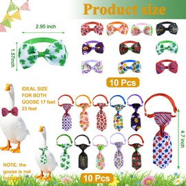 20PCS Holiday Porch Goose Bow Ties Adjustable Collar Neckties Set Easter Independence Day Porch Goose Outfits with 10 Holiday Patterns for Seasonal Party Outdoor Patio Garden Lawn Festival Decorations