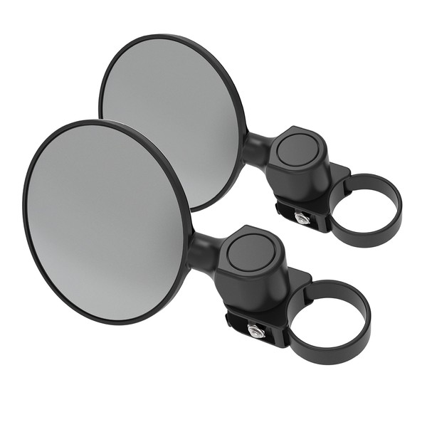 Scosche PSM21008-20 BaseClamp 5” Round Convex Mirror Base Pair with Two 2.0” Tube Clamps for ATV's UTV's and Side x Sides