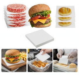 500Pcs 6" x 6" Burger Patty Paper, Non-Stick White Squares Parchment