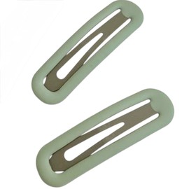 2 Pcs 2.5 Inch Matte Metal Snap Hair Clips Grips Hair Barrettes Rectangle BB Clips Pins for Girls, Women, Hair Accessories, keep loose hairs bangs and flyaways away from face (Green)