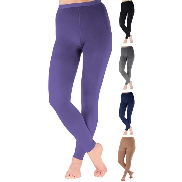ABSOLUTE SUPPORT Leggings de compresión hasta 5XL para mujer, 20-30 mmHg, medias sin pies, Púrpura, 4XL