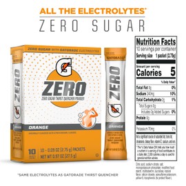 Gatorade G Zero Sports Drink Mix Powder Packets, Orange, Electrolyte Powder Drink Mix for Hydration, Zero Sugar, Total 120 Packets