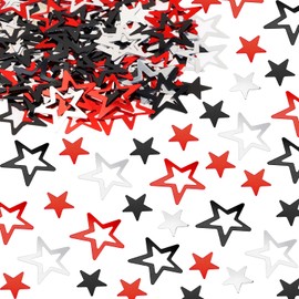 ONLYKXY 45g Star Table Confetti Decor Glitter Confetti Star Decoration for Birthday Wedding Foil Theme Christmas Thanks Giving Party Valentine's Day Scatter Bless Confetti (Black,Red,Silver)