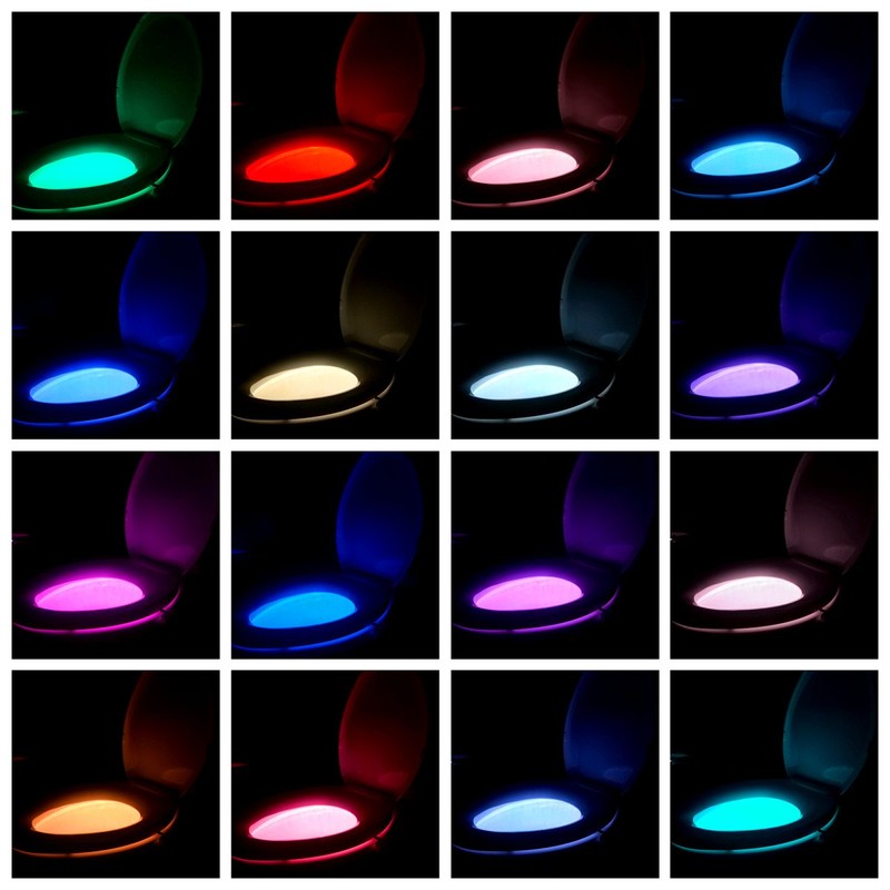 16-Color Motion Sensor Activated Toilet Night Light, Cool Fun Bathroom