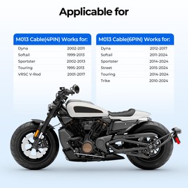 4 Pin and 6 Pin Female to 16 Pin OBD2 Female Cable Compatible with Harley Davidson Motorcycle for Code Reader and Diagnostic Tool