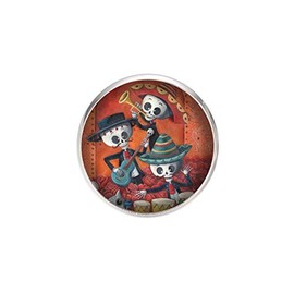 Verstellbarer Edelstahlring, 25mm Durchmesser, Handgemachte Illustration Mexikanische Schädel 2