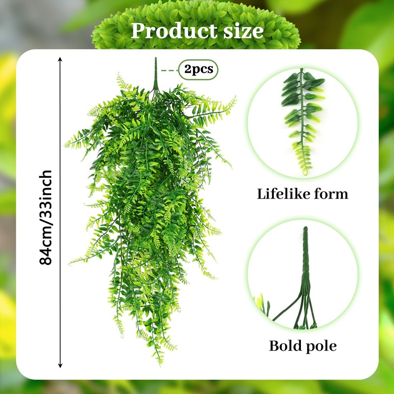 QUOZUO 2 Pack Reptile Plants Terrarium Hanging Plant Artificial Leaves