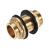 uxcell Bulkhead Fitting, G3/4 Male, Tube Adaptor Hose Fitting, with Silicone Gaskets, for Water Tanks, Brass, Gold Tone