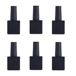 UPSTORE 6 Pack 10ml Empty Nail Polish Bottles with Brush Black Square Glass Refillable Gel Nail Polish Storage Bottles Containers for DIY Nail Art (Matte Black)