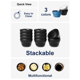 LE TAUCI Small Dessert Bowls Chili Bowls 8 Ounce Bouillon Cups for Dessert Soup Dipping Sauce Coffee Cupping - Set of 6, Maze Black