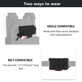 PETAC GEAR Tactical Molle Admin Pouch, Small Organizer Pocket for Tactical Vest/EDC Gun Belt/molle Platform. BK