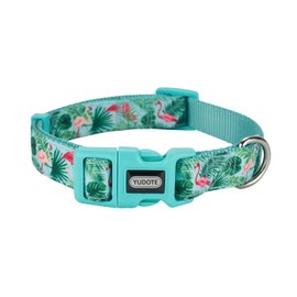 Petiry Flamingo Pattern Dog Collar, Nylon Webbing Plus Polyester Ribbon 2 Layers, for Small Dogs(Small,Flamingo)