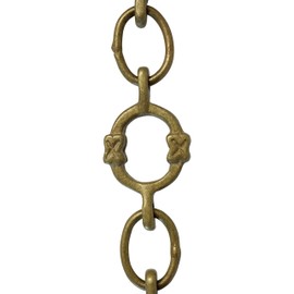 RCH Hardware CH-17-AB-3 Decorative Antique Solid Brass Chain for Hanging, Lighting - Small Round Unwelded Links with X Design (3 ft/1 Yard)