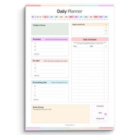 ADHD Daily Planner Notepad for Neurodivergent Adults - Productivity Daily Planner Desk Pad & Task Management to Stay Organized and Focused Note Pad - A4 Colourful