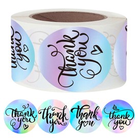 1 Roll Thank You Stickers 500 Pcs Thank You Label Packaging Gift Wrap Stickers Label Stickers for Birthdays, Weddings, Graduation Gift Sealing Labels for Gifts Wrap(Colorful,Size:1inch)