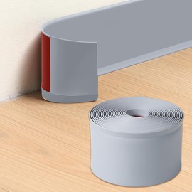 Lifronkit Flexible Baseboard Molding Trim, Peel and Stick Rubber Baseboard Trim, Self-Adhesive Design Vinyl Wall Base Moulding Trim, 4inch(W) x 20feet(L), Grey