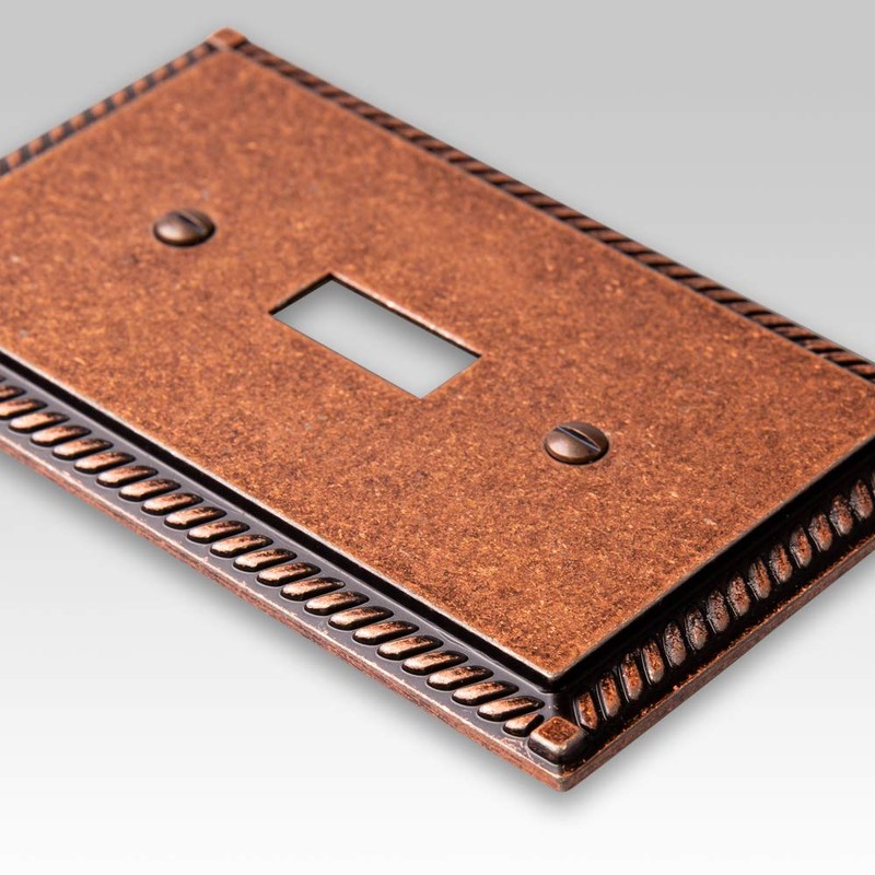 Amerelle Georgian Single Duplex Cast Metal Wallplate in Tumbled Aged