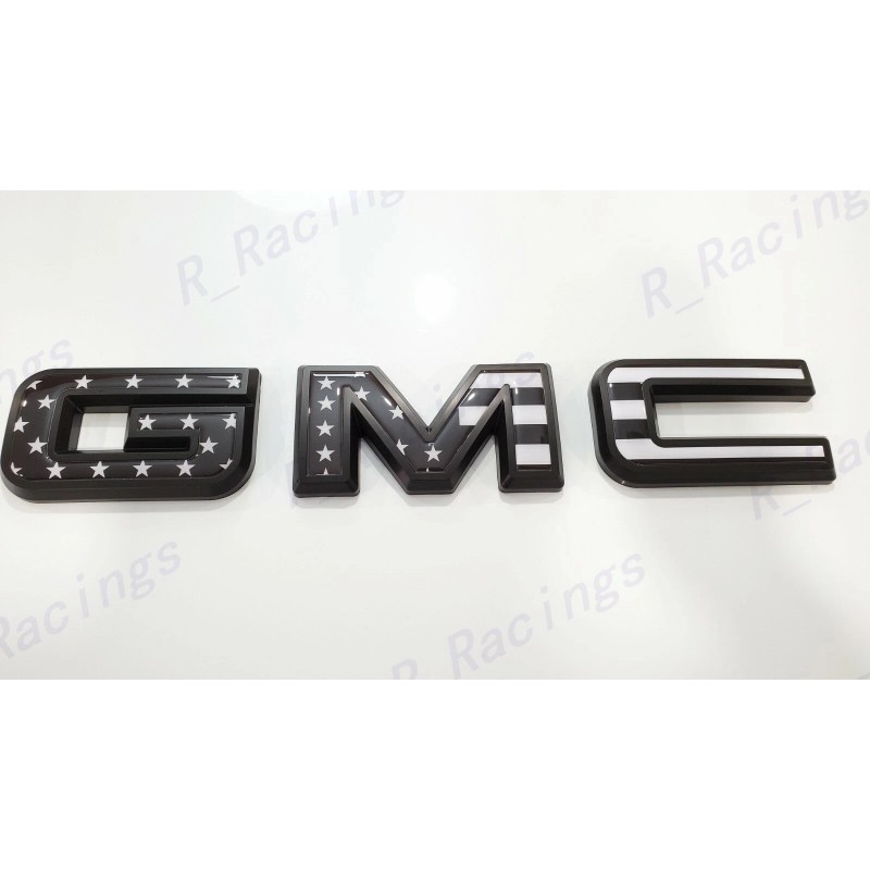 Auto Front Only Black USA Flag Emblem Overlay 2019-2025 GMC