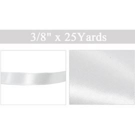 White Satin Ribbon 3/8 Inch, 25 Yards Solid Color Fabric Ribbon for Gift Wrapping, Crafting, Bows Making, Sewing Projects, Christmas Tree and Wedding Party Decoration