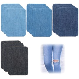 Pack of 12 Jeans Patches, Iron-On Patches, Decorative Patches for Iron-On Repair Kit, Square Iron-On Patches, Jeans Made of Cotton for Jeans, Jackets, DIY Bags