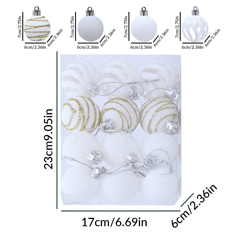 Shatterproof Christmas Ornaments Set – 6/12pcs Velvet Christmas Tree Hanging