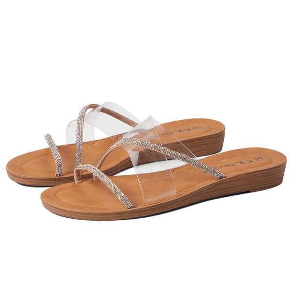 CL by Chinese Laundry Women's Attuned Stone Flat Sandal, Clear, 6